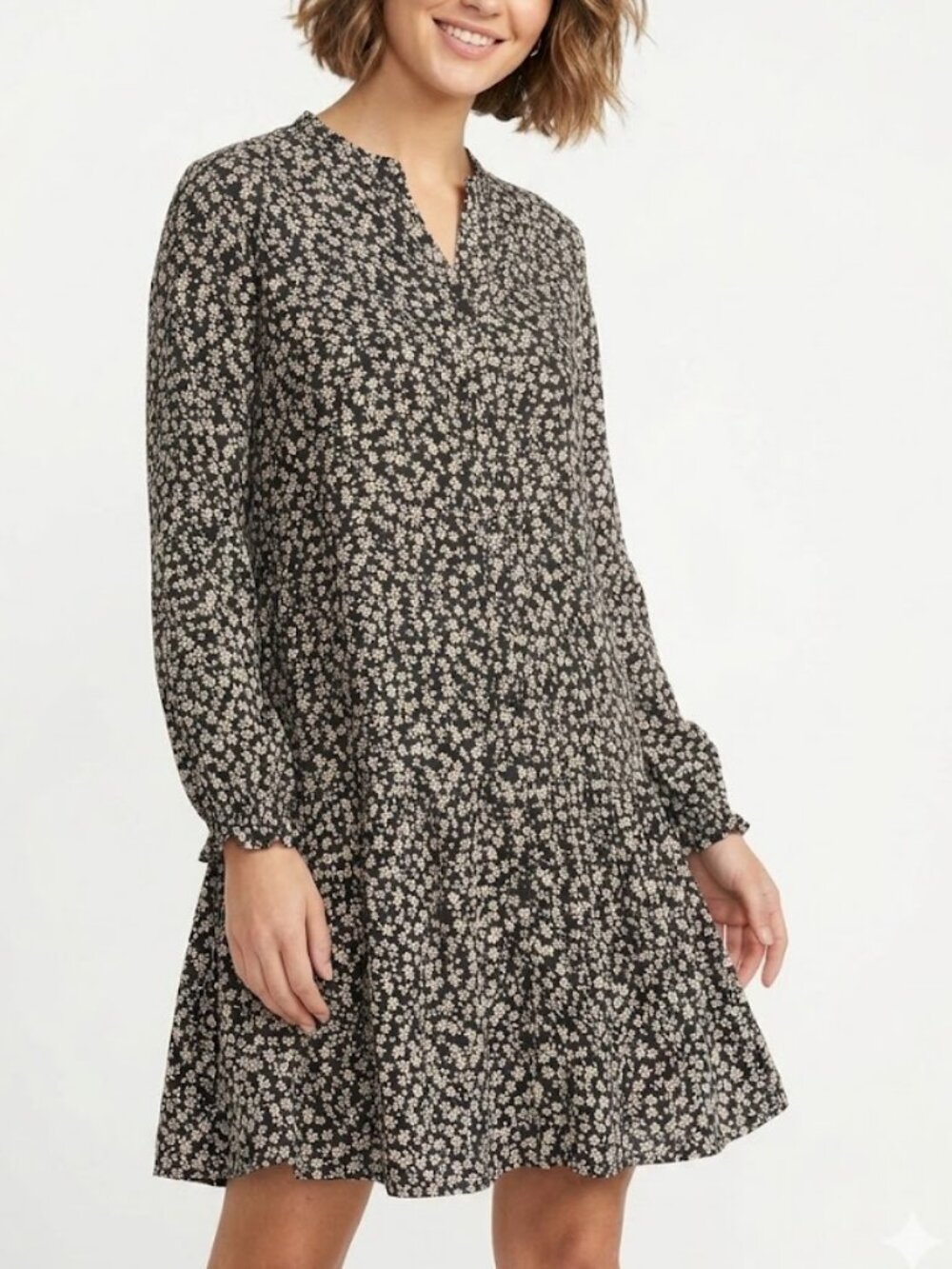 Zara Black and White Floral Print Button Down Mini Dress  Size 11/12